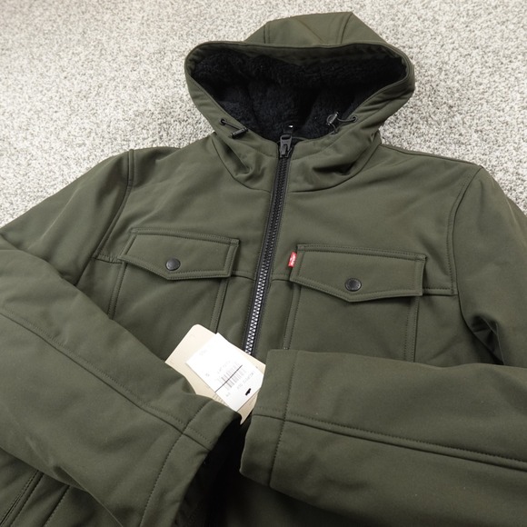 Levi's Other - NEW Levis Jacket Mens S Green Softshell Sherpa Fleece Lined Zip Trucker Coat NWT